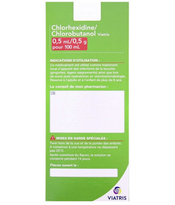 Chlorhexidine/Chlorobutanol 0,5 ml/0,5 g Mylan Viatris Bain de Bouche