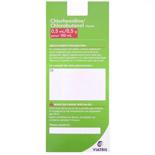 Chlorhexidine/Chlorobutanol 0,5 ml/0,5 g Mylan Viatris Bain de Bouche - image 3