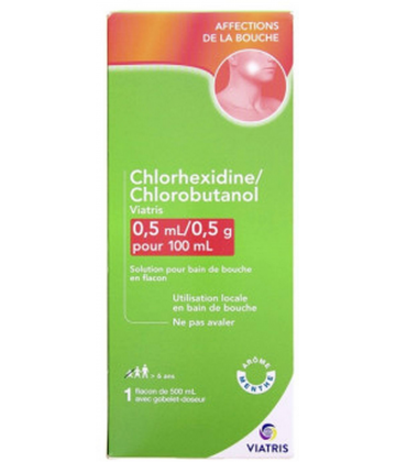 Chlorhexidine/Chlorobutanol 0,5 ml/0,5 g Mylan Viatris Bain de Bouche