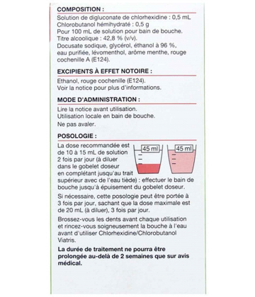 Chlorhexidine/Chlorobutanol 0,5 ml/0,5 g Mylan Viatris Bain de Bouche
