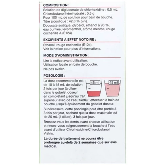 Chlorhexidine/Chlorobutanol 0,5 ml/0,5 g Mylan Viatris Bain de Bouche - image 6