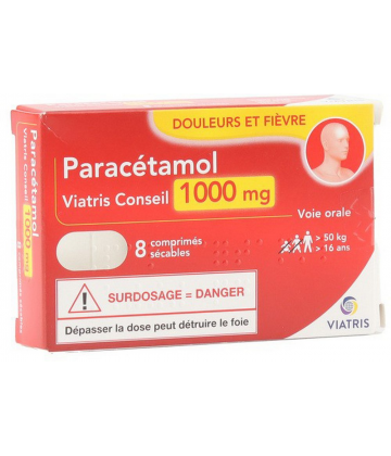 Paracétamol Mylan Viatris 1000 mg Comprimés x 8