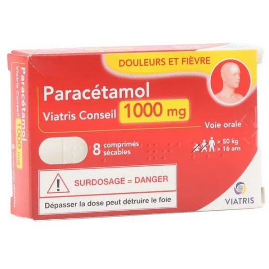 Paracétamol Mylan Viatris 1000 mg Comprimés x 8