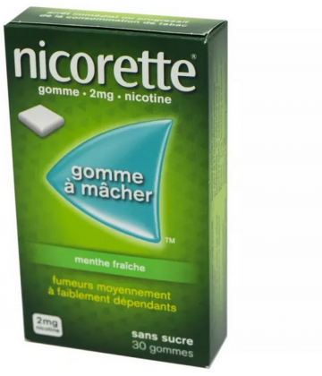 Nicorette 2 mg Gomme à mâcher Menthe Fraîche Sans Sucre