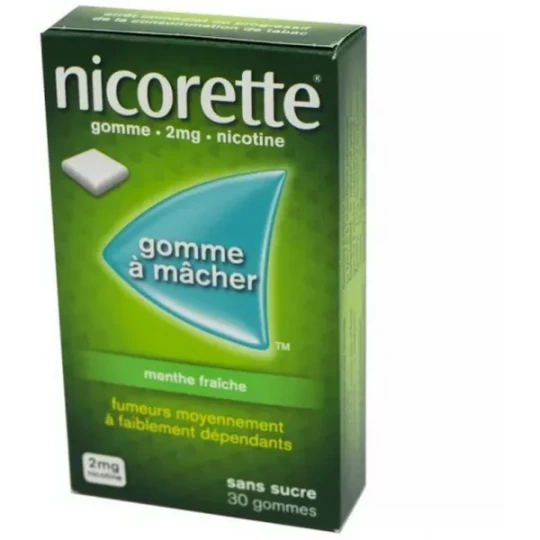 Nicorette 2 mg Gomme à mâcher Menthe Fraîche Sans Sucre