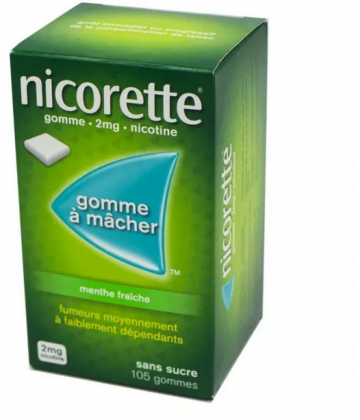 Nicorette 2 mg Gomme à mâcher Menthe Fraîche Sans Sucre