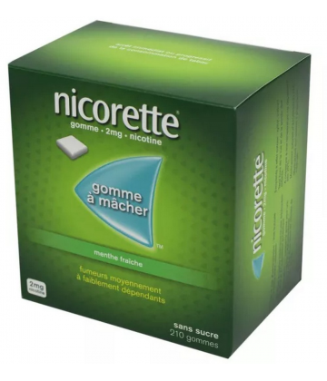 Nicorette 2 mg Gomme à mâcher Menthe Fraîche Sans Sucre