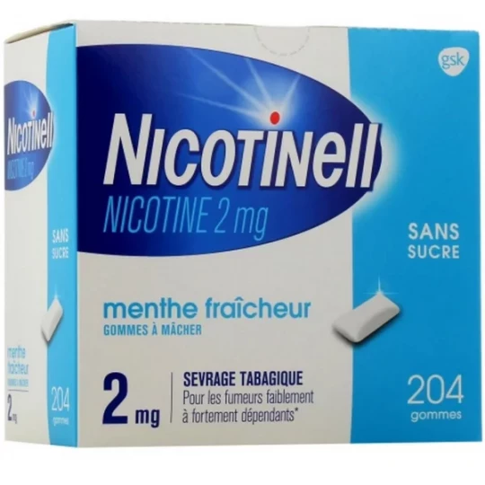 Nicotinell Menthe Fraîcheur 2 mg Gommes à Mâcher Sans Sucre
