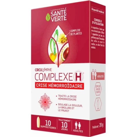Santé Verte Circulymphe Complexe H Suppositoires x 10