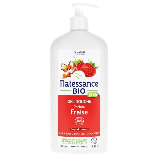 Natessance Kids Gel Douche Parfum Vanille-Fraise 500 ml