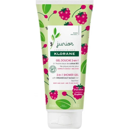 Klorane Junior Gel Douche 2 en 1 Framboise 200 ml