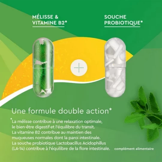 EuphytoseStress Digestion - Stress et confort intestinal - Probiotiques, mélisse, vitamine B2 2x14 comprimés - image 2