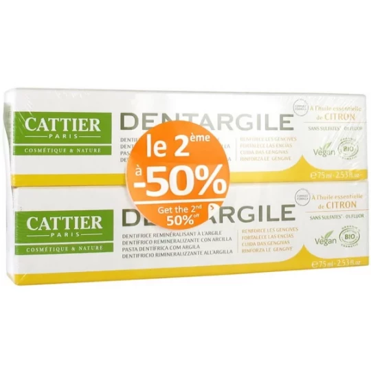 Cattier Dentifrice Dentargile à l'Huile Essentielle de Citron - image 2