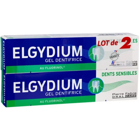 Elgydium Gel Dentifrice au Fluorinol Dents Sensibles lot 2 x 75 ml