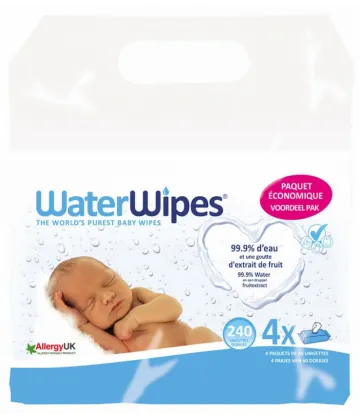 Waterwipes Lingettes Bébé Peaux Sensibles 3 x 60 + 1 offert