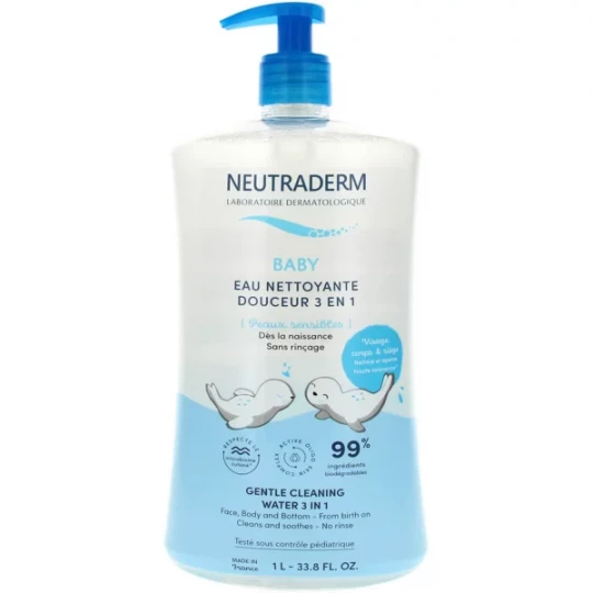 Neutraderm Baby Eau Nettoyante Douceur 3 en 1 1 L