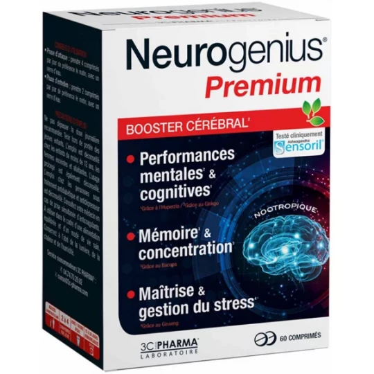 3C Pharma Neurogenius Premium Booster Cérébral Comprimés x 60