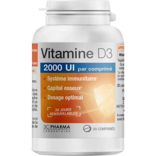 Les 3 Chênes Vitamine D3 2000 UI Comprimés x 30