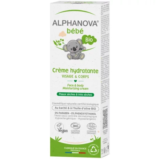 Alphanova Bébé Crème Hydratante Visage & Corps Bio 75 ml