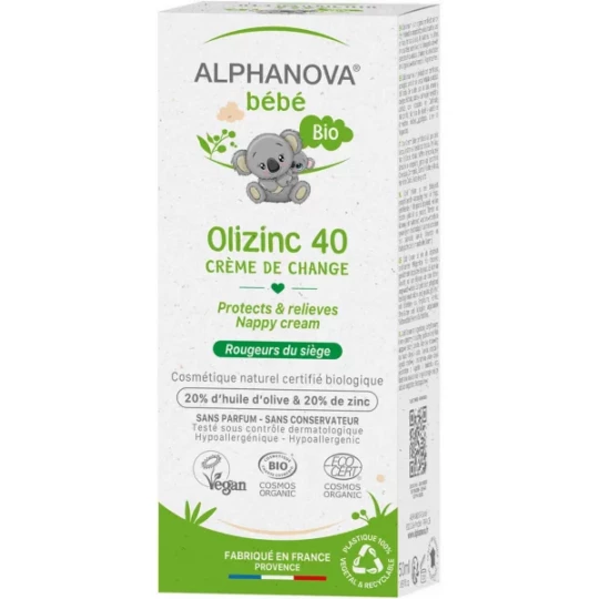 Alphanova Bébé Olizinc 40 Crème de Change Bio 50 g