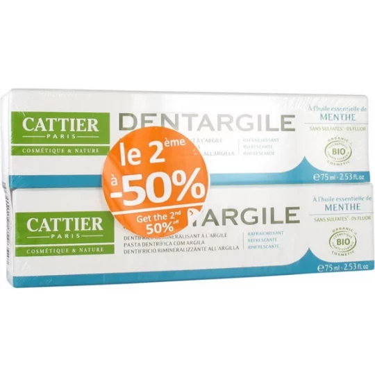 Cattier Dentargile Dentifrice à l'Argile Bio 2 x 75 ml