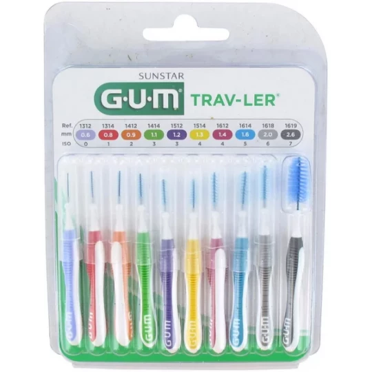 GUM Trav-Ler Brossettes Inter-dentaires de Voyage x 10