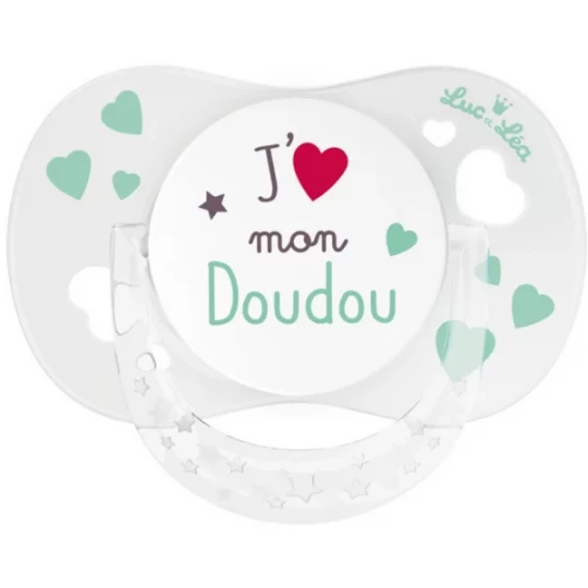 Luc et Léa Sucette Physiologique Silicone J'aime Mon Doudou 0-6 mois