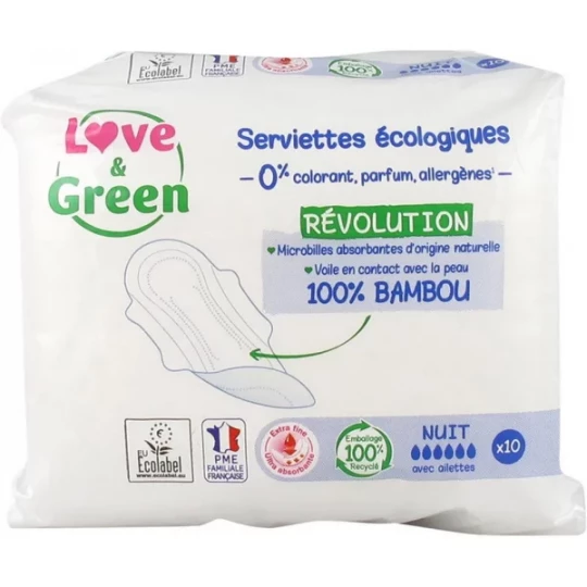 Love & Green Serviettes Hygiéniques Ultra Avec Ailettes - image 3