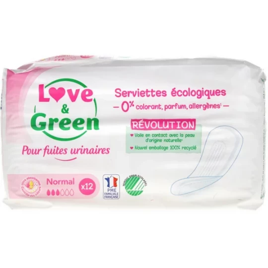 Love & Green Serviettes Écologique Incontinence Urinaire