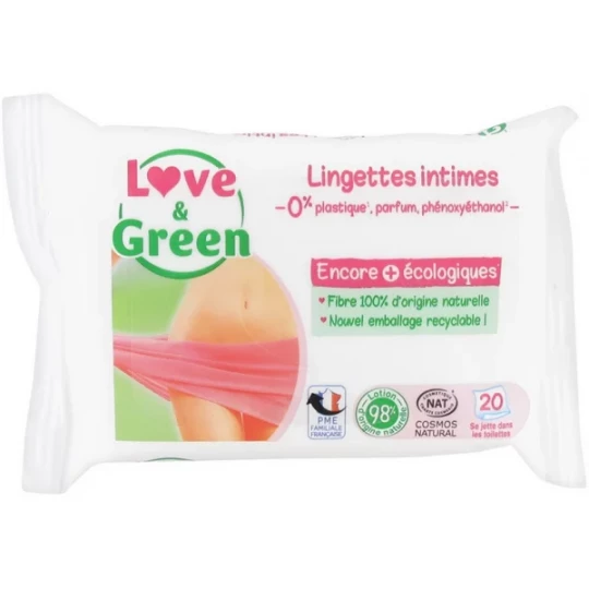 Love & Green Lingettes Intimes Apaisantes x 20