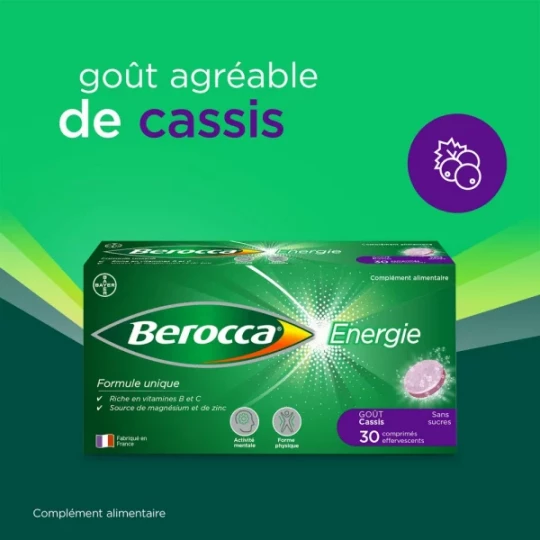 Berocca Energie Cassis Vitamine B et C, Magnésium et Zinc Comprimés Effervescents x 30 - image 5