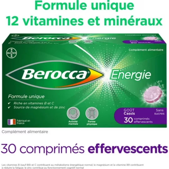 Berocca Energie Cassis Vitamine B et C, Magnésium et Zinc Comprimés Effervescents x 30 - image 6