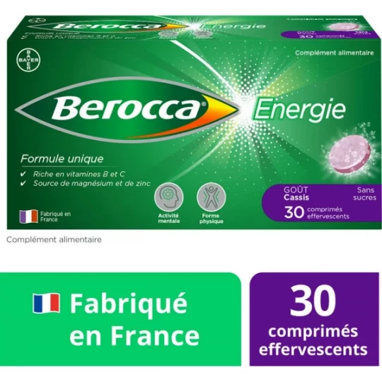 Berocca Energie Cassis Vitamine B et C, Magnésium et Zinc Comprimés Effervescents x 30 - image 13