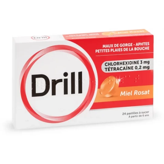 Drill Pastilles Miel Rosat x 24