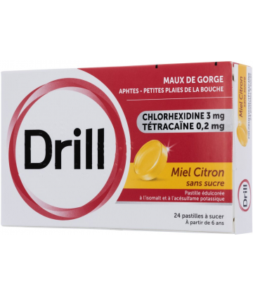 Drill Pastilles Sans Sucre Miel Citron x 24