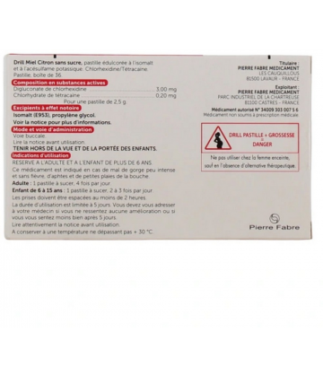 Drill Pastilles Sans Sucre Miel Citron