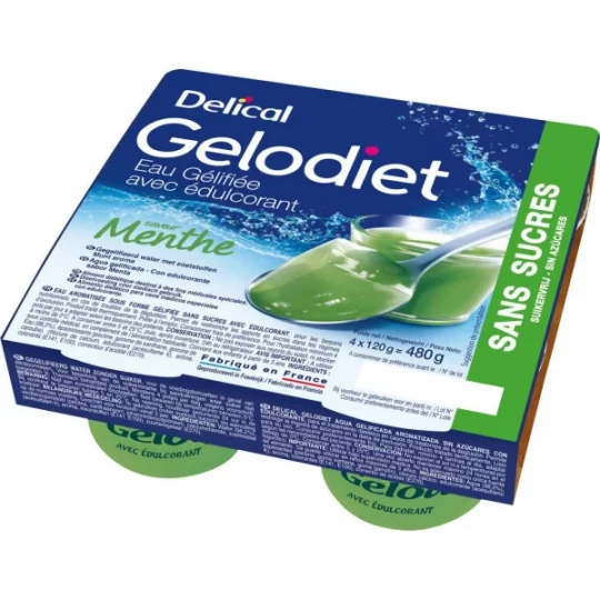 Delical Gelodiet Eau Gélifiée Menthe Sans Sucres 4 x 120 g