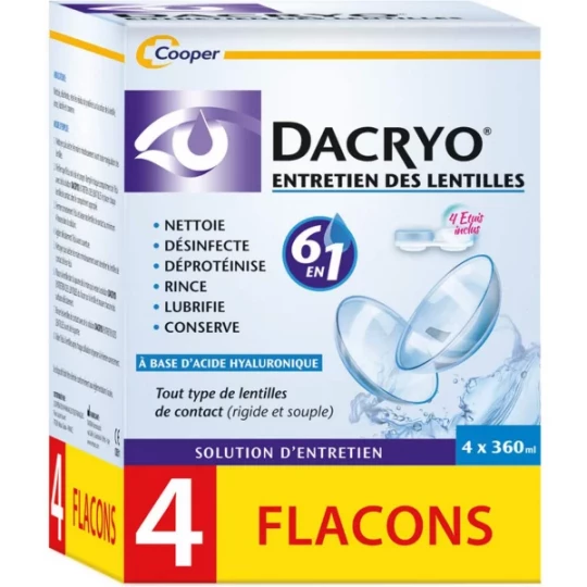 Dacryo Entretien des lentilles 4 x 360 ml