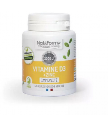 Nat&Form Vitamine D3 + Zinc x 60
