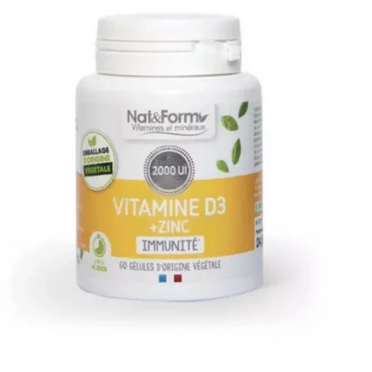 Nat&Form Vitamine D3 + Zinc x 60