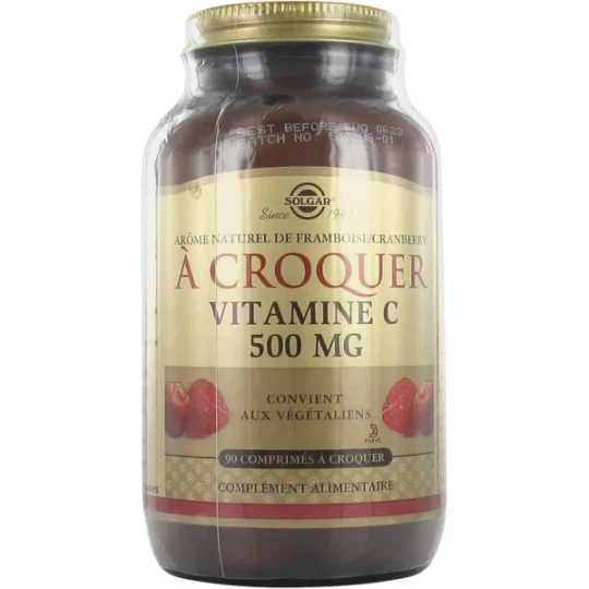 Solgar Vitamine C 500 mg Framboise Comprimés x 90