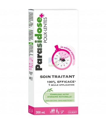 Parasidose Soin Traitant Poux Lentes 200 ml dont 25% Offert + charlotte + peigne