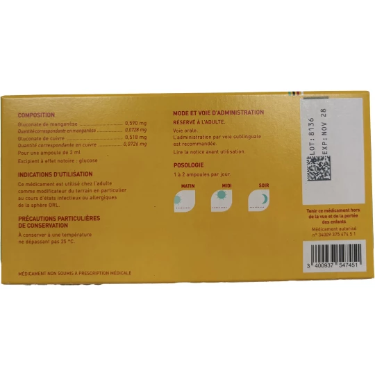Oligosol Manganèse-Cuivre x 28 - image 2