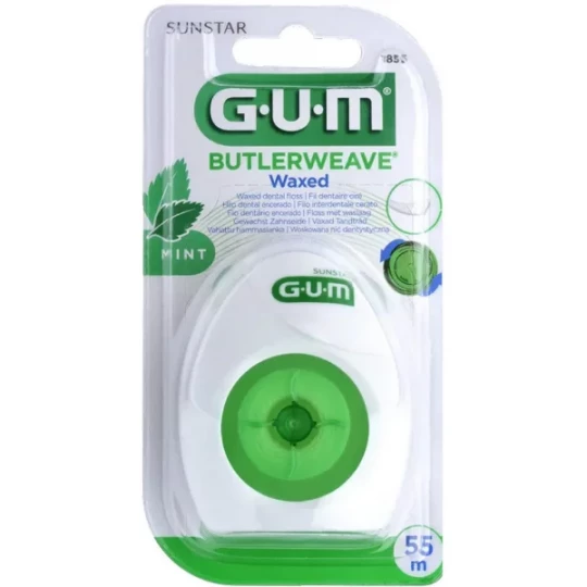 GUM Fil Dentaire Ciré Mentholé ButlerWeave 55 m