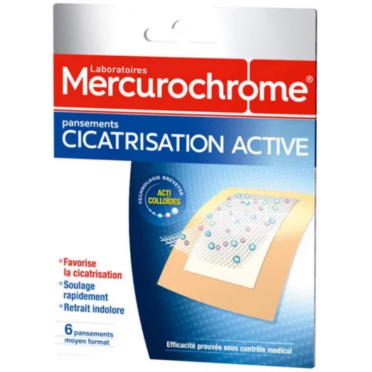 Mercurochrome Pansements Cicatrisation Active x 6