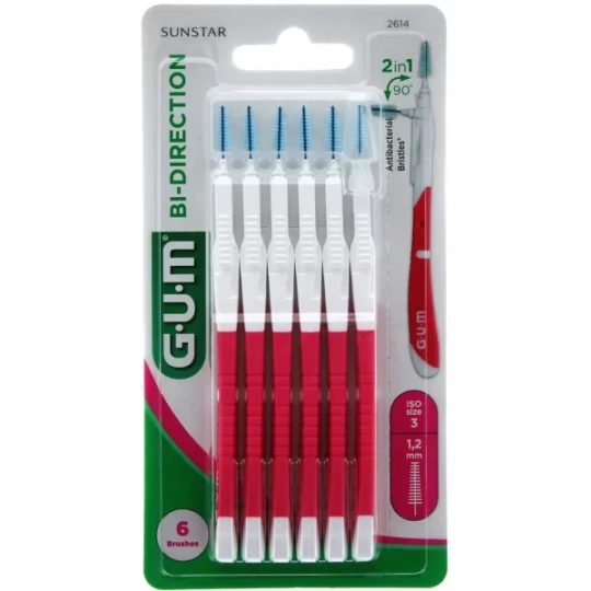 GUM Brossette Interdentaire Bi-Direction 2614 1.2 mm x 6
