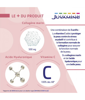 Juvamine Collagène Marin Acide Hyaluronique Comprimés x 60
