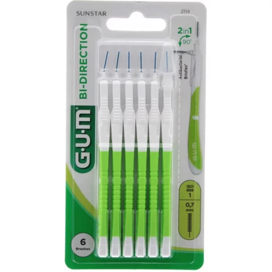 GUM Brossette Interdentaire Bi-Direction 2114 0.7 mm x 6