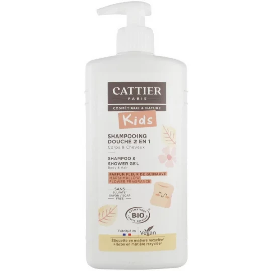Cattier Kids Shampooing Douche 2 en 1 Fleur de Guimauve Bio 500 ml
