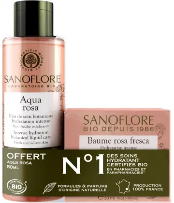 Sanoflore Rosa Fresca Baume de Rosée Nuit 50 ml + Eau Aqua Fresca 50 ml Offerte